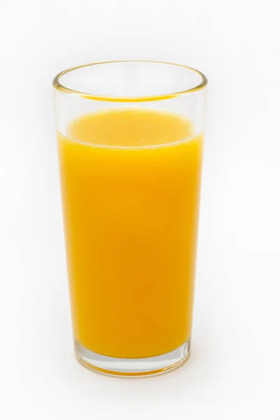 Ett Glas Apelsinjuice Vit Bakgrund — Stockfoto