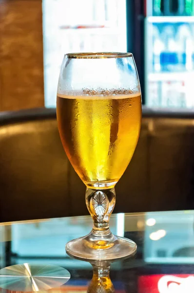 Beer Glassat Bar Glass Table — Stock Photo, Image