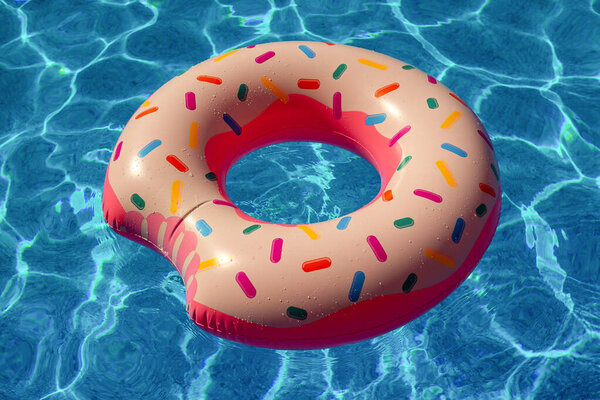 inflatable ring in the form of a donut in a pool on the water