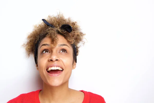 Close Retrato Bela Mulher Afro Americana Com Cabeça Bandana Olhando — Fotografia de Stock