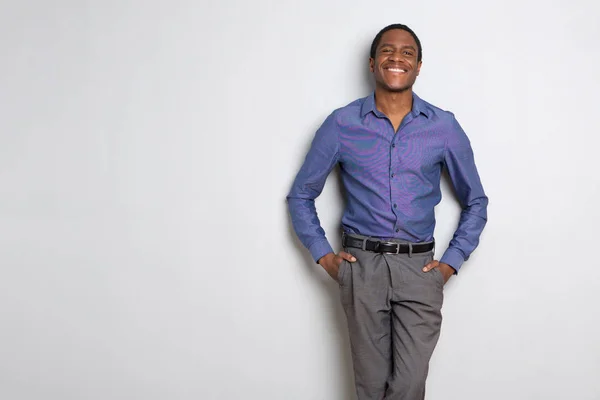 Afryki Amerykański Biznesmen Uśmiechający Się Białym Tle Portret — Zdjęcie stockowe