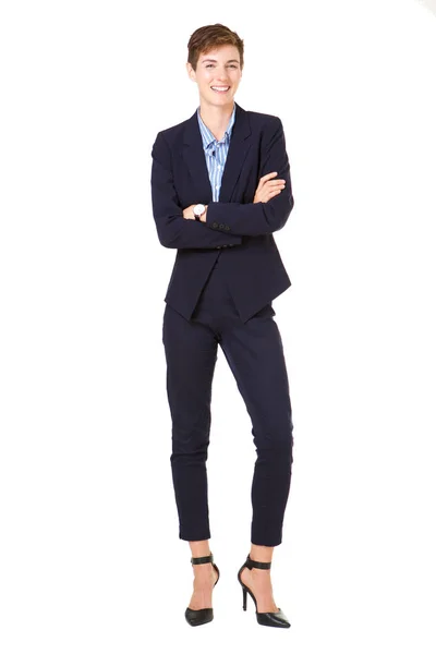 Full Body Portrait Businesswoman Formal Suit Isolated White Background — Stock Photo, Image