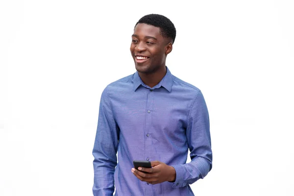 핸드폰 아프리카계 미국인 남자의 초상화 — 스톡 사진