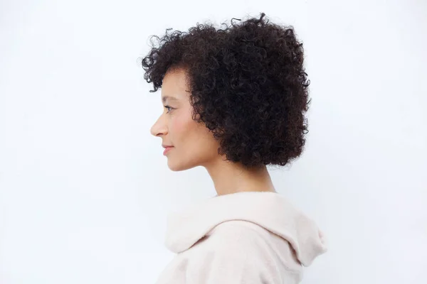 Fechar Retrato Lado Mulher Bonita Africano Americano Mais Velho Contra — Fotografia de Stock