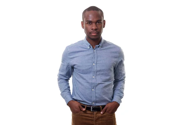 Портрет Серйозні Молодих Афро Американських Бізнесмен Білому Фоні — стокове фото