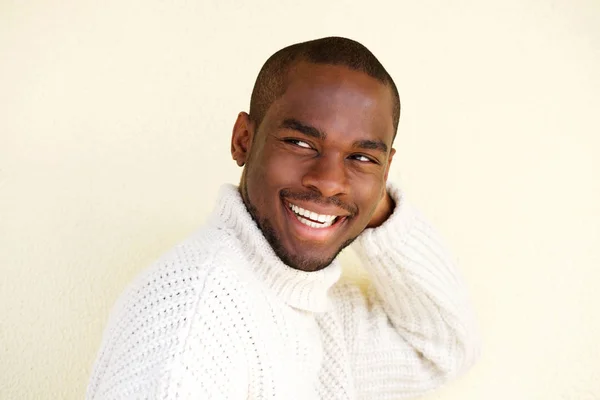 Nahaufnahme Porträt Eines Attraktiven Afrikanisch Amerikanischen Mannes Pullover — Stockfoto