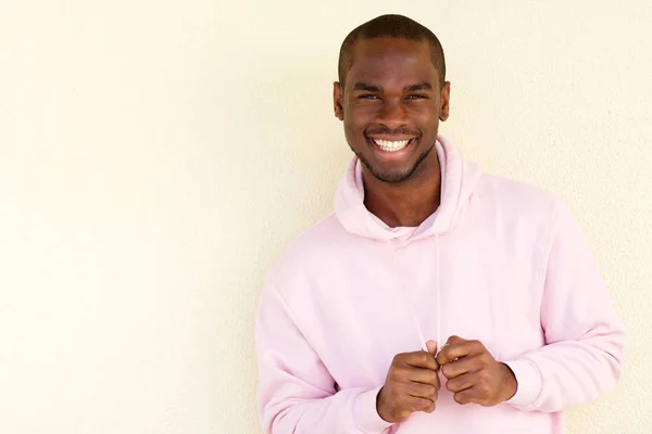 Portrait Handsome Young African American Man Smiling Hoodie — Stock Photo, Image