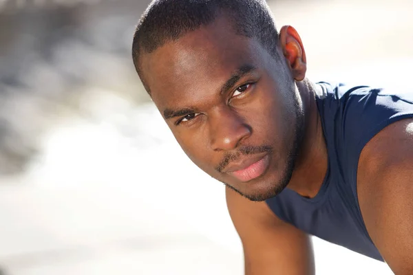 Nahaufnahme Porträt Eines Hübschen Jungen Afrikanisch Amerikanischen Sportlers — Stockfoto