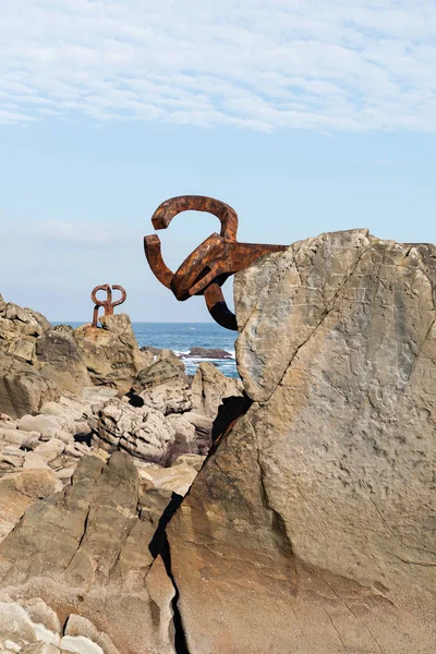 San Sebastian Spanien Skulpturer Peine Del Viento Konstnären Eduardo Chillida — Stockfoto