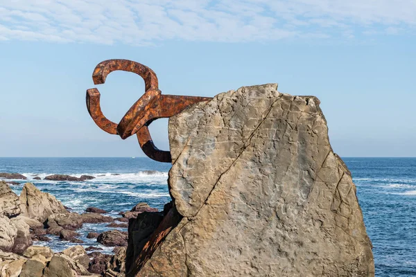 San Sebastian Spanische Skulpturen Peine Del Viento Des Künstlers Eduardo — Stockfoto