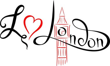 Londra seviyorum. Yazı. El çekilmiş vektör çizim, tasarım, kartpostal, logo. Umbrella.Vector.