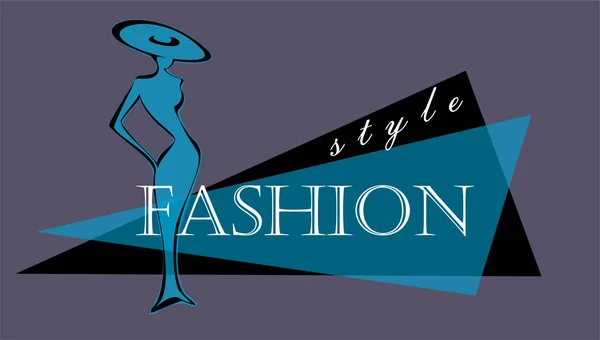 Moda Styl Dziewczyna Kapeluszu Logo Znak Napis Koncepcja Banner Reklamy — Wektor stockowy