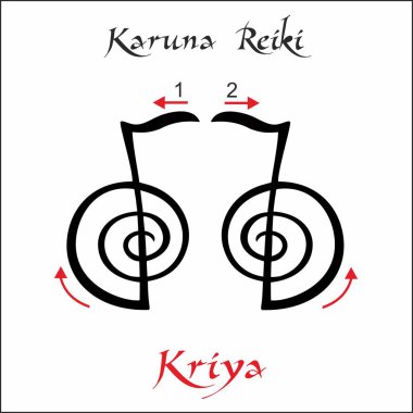 Karuna Reiki. Enerji şifa. Alternatif Tıp. Kriya sembolü. Manevi pratik. Ezoterik. Vektör