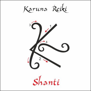 Karuna Reiki. Enerji şifa. Alternatif Tıp. Shanti sembolü. Manevi pratik. Ezoterik. Vektör