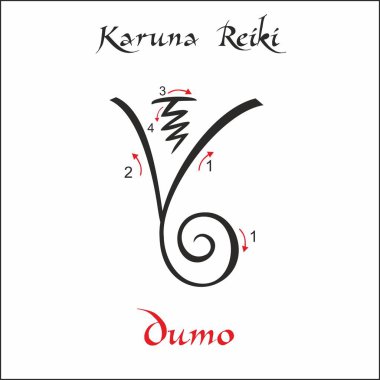 Karuna Reiki. Energy healing. Alternative medicine. Dumo Symbol. Spiritual practice. Esoteric. Vector clipart