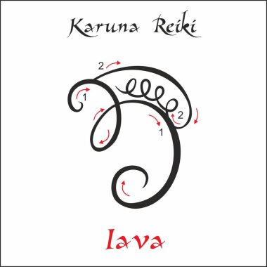 Karuna Reiki. Enerji şifa. Alternatif Tıp. Lavların sembolü. Manevi pratik. Ezoterik. Vektör