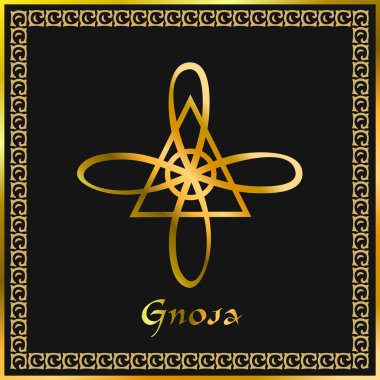 Karuna Reiki. Enerji şifa. Alternatif Tıp. Gnosa sembolü. Manevi pratik. Ezoterik. Altın. Vektör