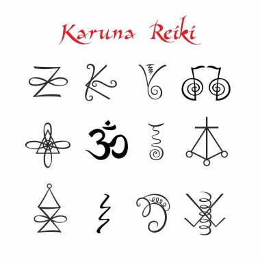 Karuna Reiki. Symbols. Healing energy Alternative medicine Vector clipart