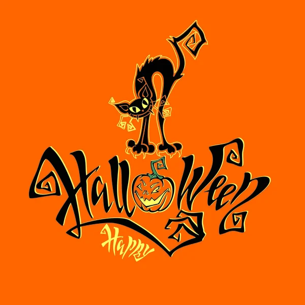 Halloween Fajna Karta Dla Wszystkich Świętych Magiczny Magia Napis Potwór — Wektor stockowy