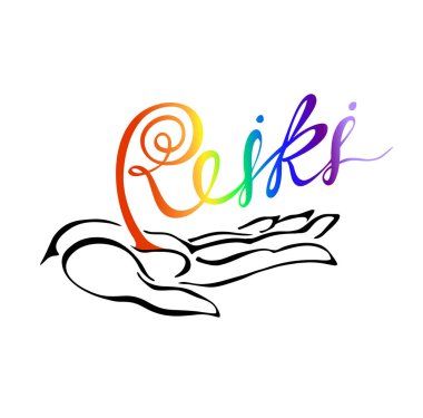 Reiki enerji. Logo. Enerji şifa. Alternatif Tıp manevi pratik vektör
