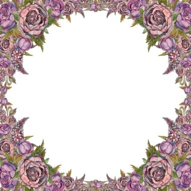 Suluboya. Çerçeve çiçek şenlikli. Kartpostal tasarımı için. Resim