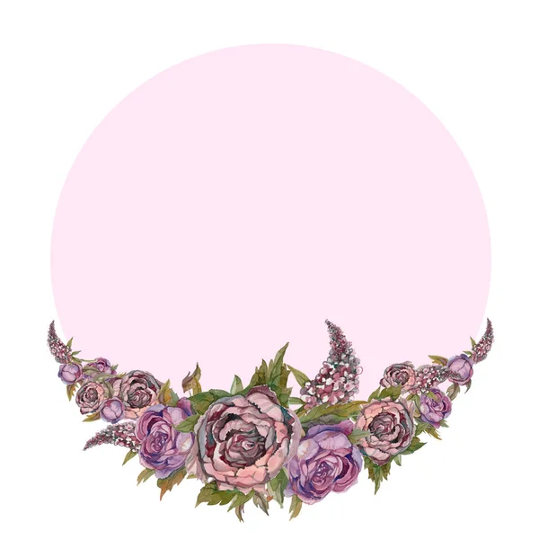 Πρότυπο Κάρτα Διακοπών Ακουαρέλα Λουλούδια Γιρλάντα Από Λουλούδια Κάρτα Γάμου — Φωτογραφία Αρχείου
