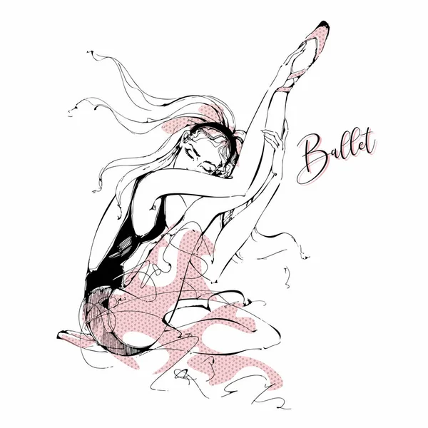 バレリーナ ダンサー バレエ グラフィック ベクトル図 — ストックベクタ