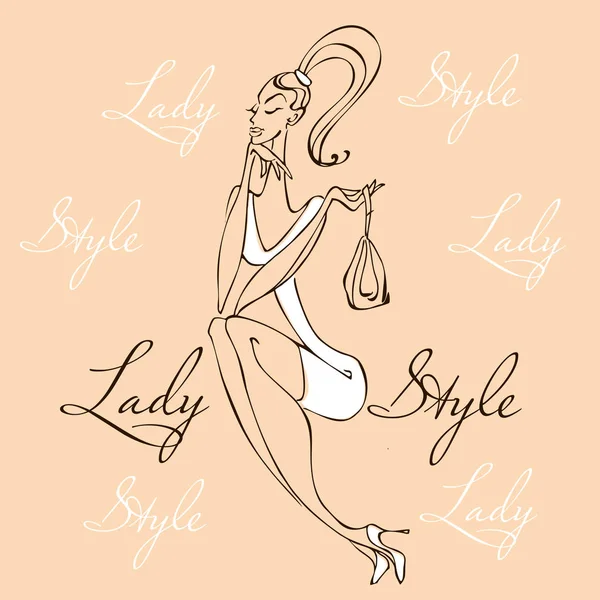 Krásná Mladá Móda Dívka Elegantní Žena Trendy Oblečení Lady Styl — Stockový vektor