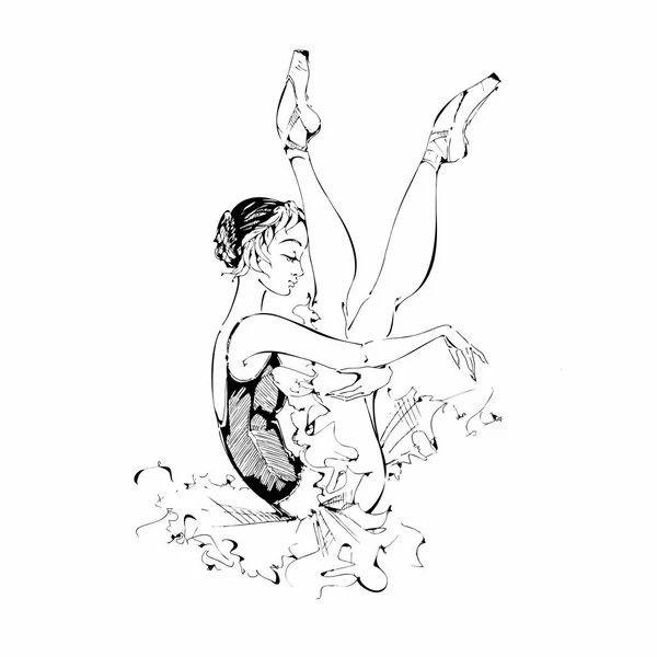 Junge Ballerina Tänzer Ballett Graphik Vektor Illustration — Stockvektor