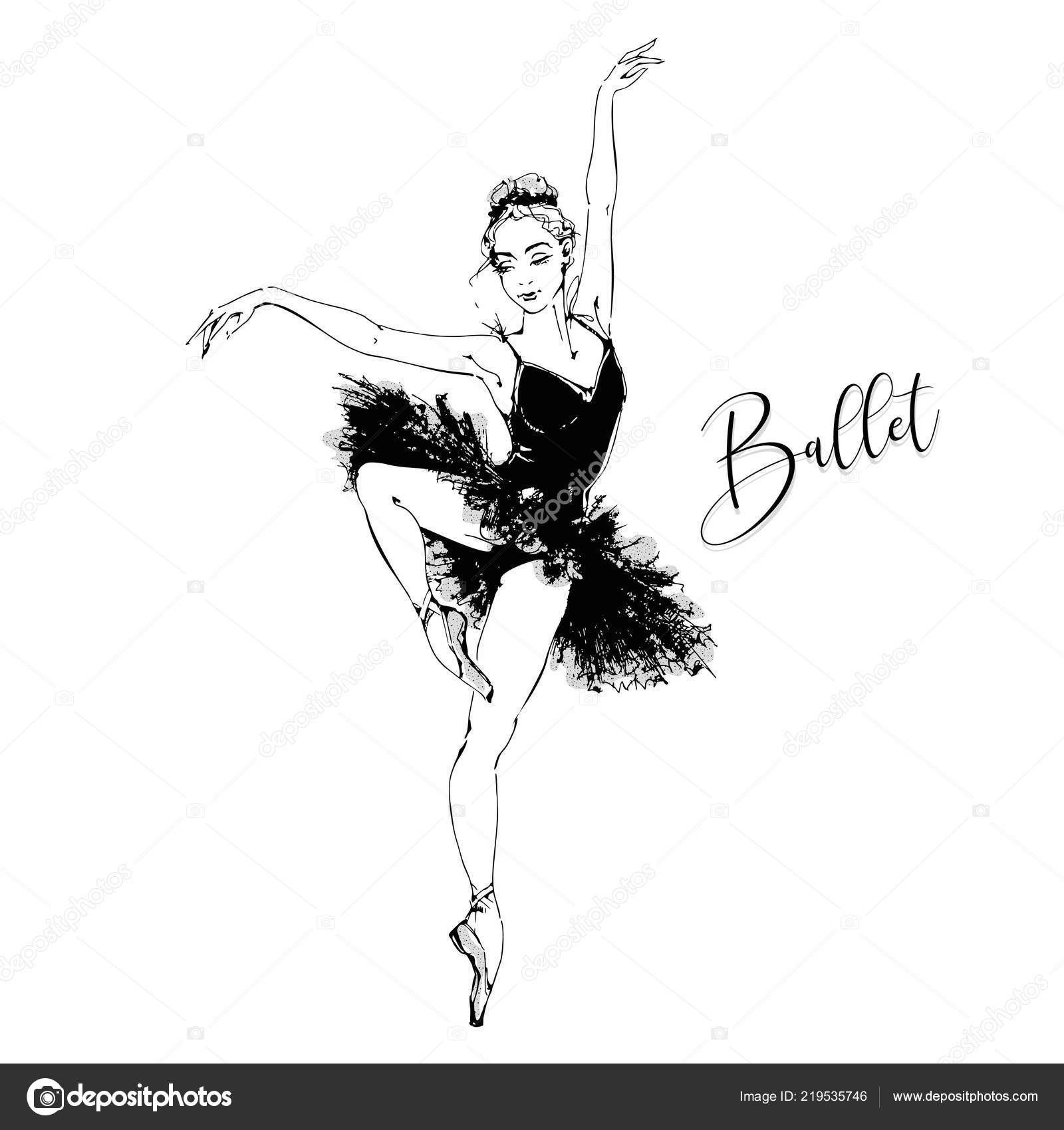 Ballerina Black Swan Ballet Vector Illustration — Stock Vector