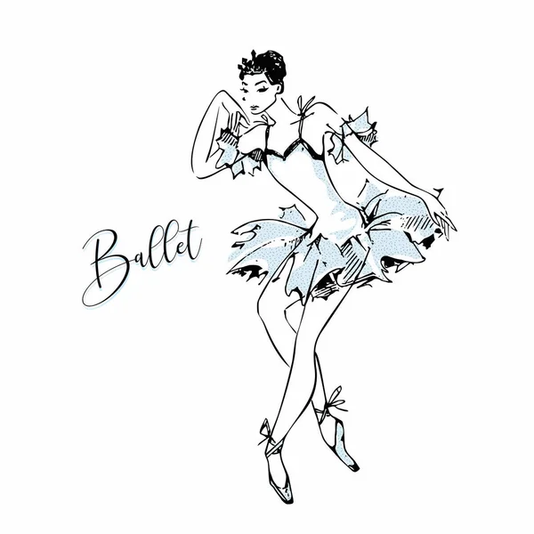 Bailarina Cisne Blanco Ballet Danza Vector Ilustración — Vector de stock
