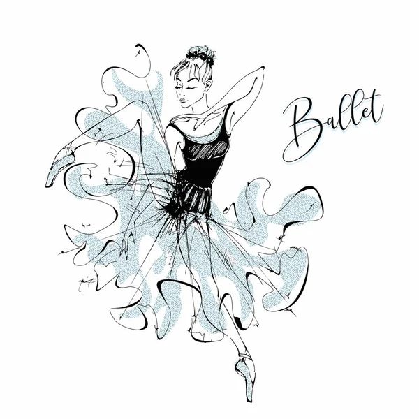 Ballerina Ballett Wilis Tanzendes Mädchen Auf Spitzenschuhen — Stockvektor