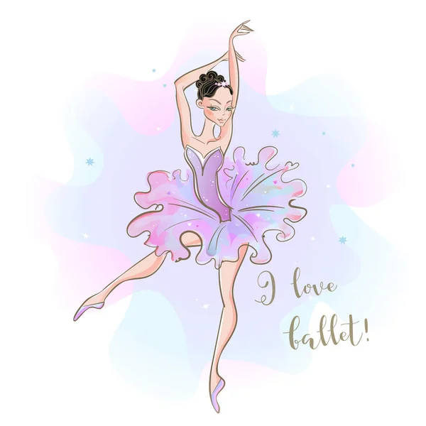 Bailarina Tutu Rosa Adoro Ballet Inscrição — Vetor de Stock