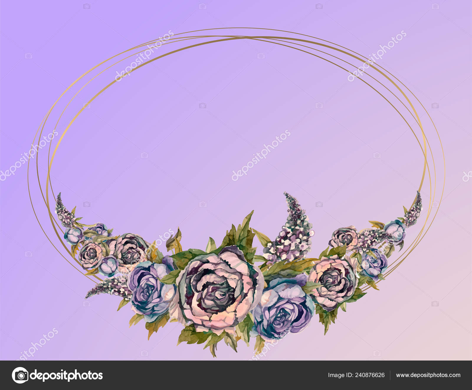 Cadre Ovale Fleurs Aquarelles Roses Cadre Avec Des