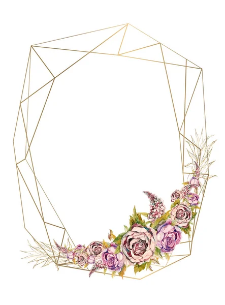 Рамка Круглая Розы Золото Векторная Иллюстрация — стоковый вектор