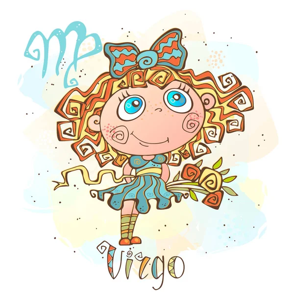 Dětský Horoskop Ikona Znamení Zvěrokruhu Pro Děti Znamení Panny Vektor — Stockový vektor