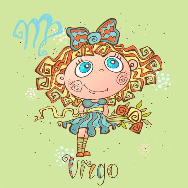 Icono Del Horóscopo Infantil Zodíaco Para Niños Signo Virgo Vector — Archivo Imágenes Vectoriales