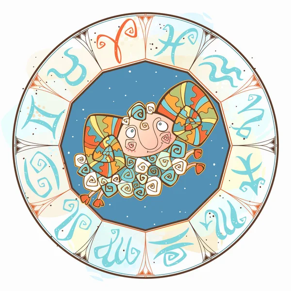 Икона Детского Гороскопа Зодиак Детей Овен Подписывает Вектор Астрологический Символ — стоковый вектор