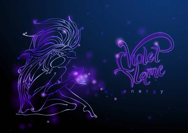 Violet Vlam Goddelijke Energie Angel Transmutatie Vlam Van Germaine Vector — Stockvector