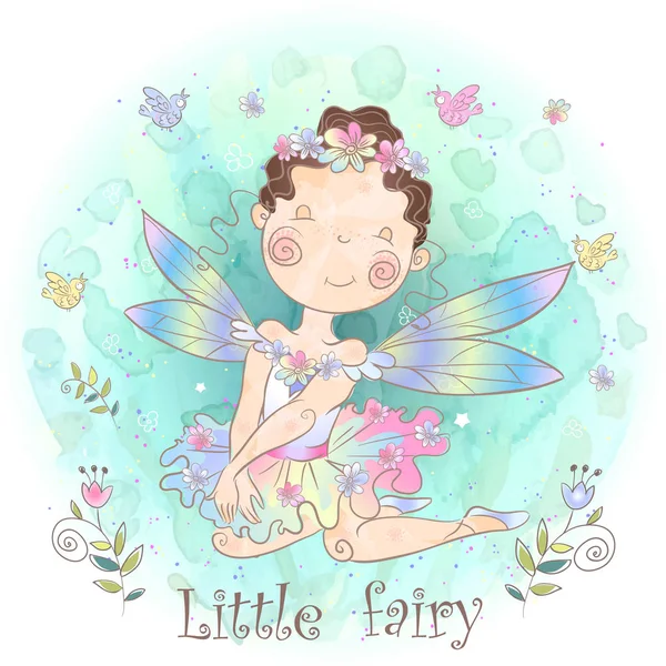 A little fairy-tale fairy. Forest girl elf. Vector illustration