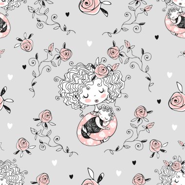 Annelik konusunda kusursuz bir düzen var. Anne ve bebek. Vektör.