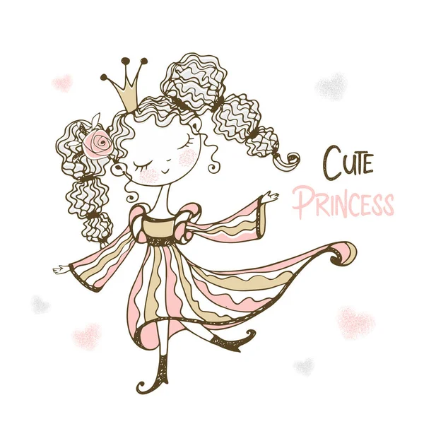 Doodle Tarzında Şirin Bir Prenses Vektör — Stok Vektör