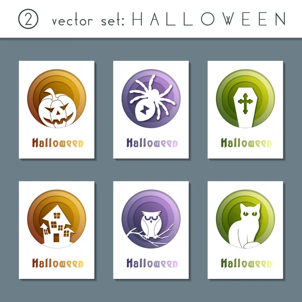 Set Van Witte Minimalistische Papercut Ontwerpen Met Een Halloween Thema Vectorbeelden