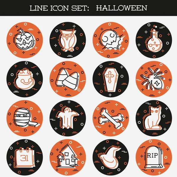 Conjunto Iconos Planos Estilo Línea Fina Naranja Marrón Con Tema Gráficos vectoriales