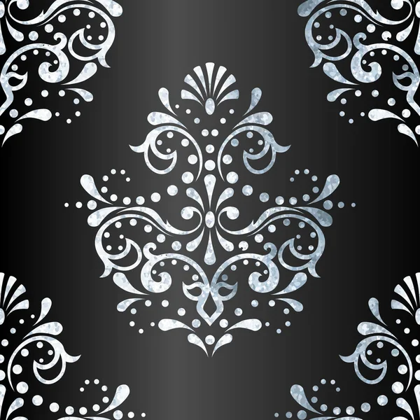 Viktorianisches Muster Mit Detailliertem Blattsilber Design Auf Anthrazitfarbenem Hintergrund Die lizenzfreie Stockvektoren