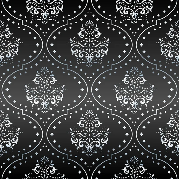 Victorian Pattern Detailed Silver Leaf Design Anthracite Gradient Background Graphics Stock Illustration