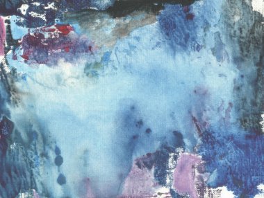 Menekşe arka plan lekeleri ve tasarım öğeleri tarafından şekillendirme için soyutlama maviden. El yapımı illüstrasyon.