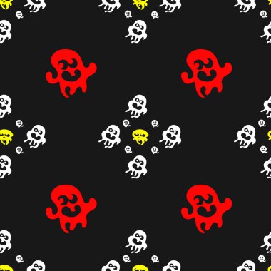 Karanlık tatil kalıptır. Eğlenceli Cadılar Bayramı renkli ruhlar, hayaletler. Vektör çizim