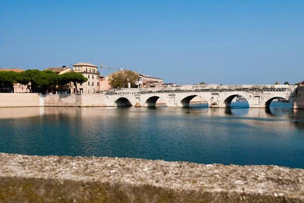 Starověké Římské Tiberius Bridge Rimini Itálie — Stock fotografie