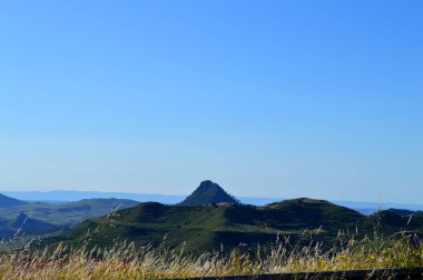 Mazzarino, Caltanissetta, Sicilya, İtalya, Avrupa'dan Monte Formaggio görünümünün üst
